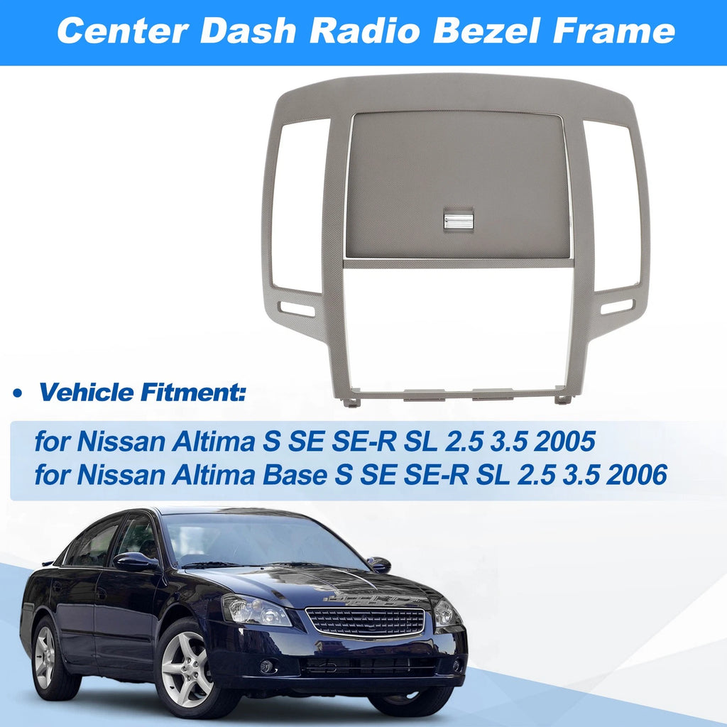 Center Dash Radio Bezel Storage Cubby Vents Frame for Nissan Altima (2005–2006)