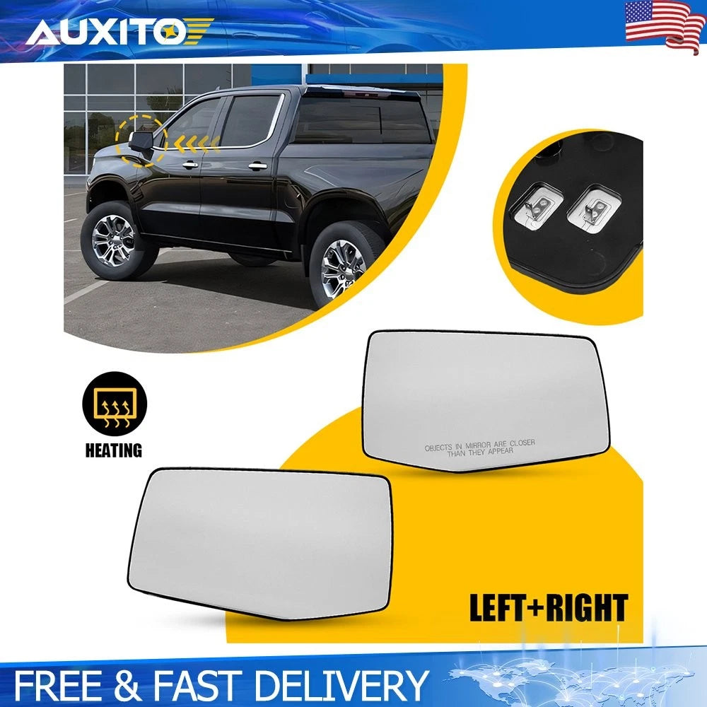 2X Power Heated Side Mirror Glass for GMC Sierra 1500 2500 3500 HD (2019–2024)