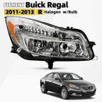 Halogen Headlight with Bulb Chrome Passenger Side for Buick Regal (2011–2013)