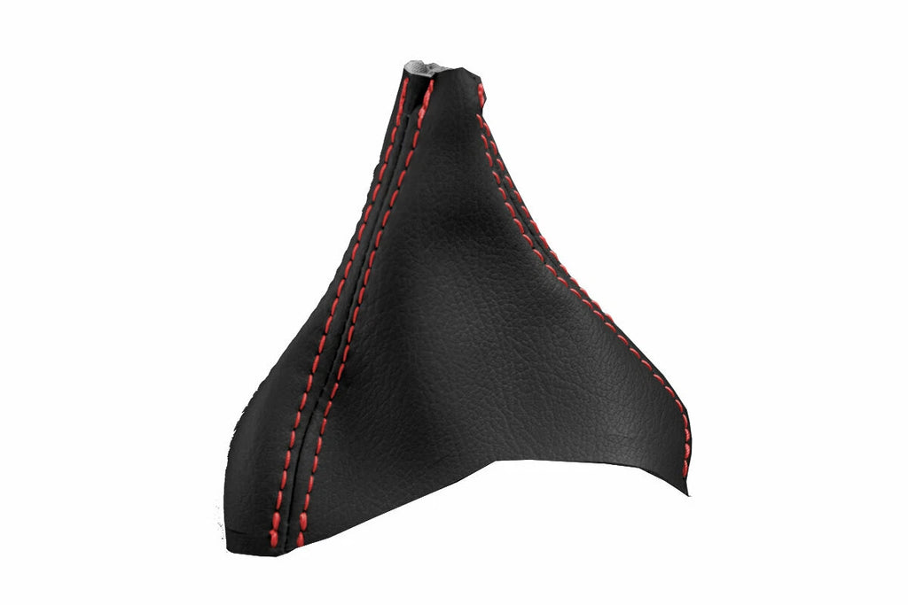 Leather Automatic Shift Boot Cover for Volvo XC90 (2003–2014) Black Red Stitch