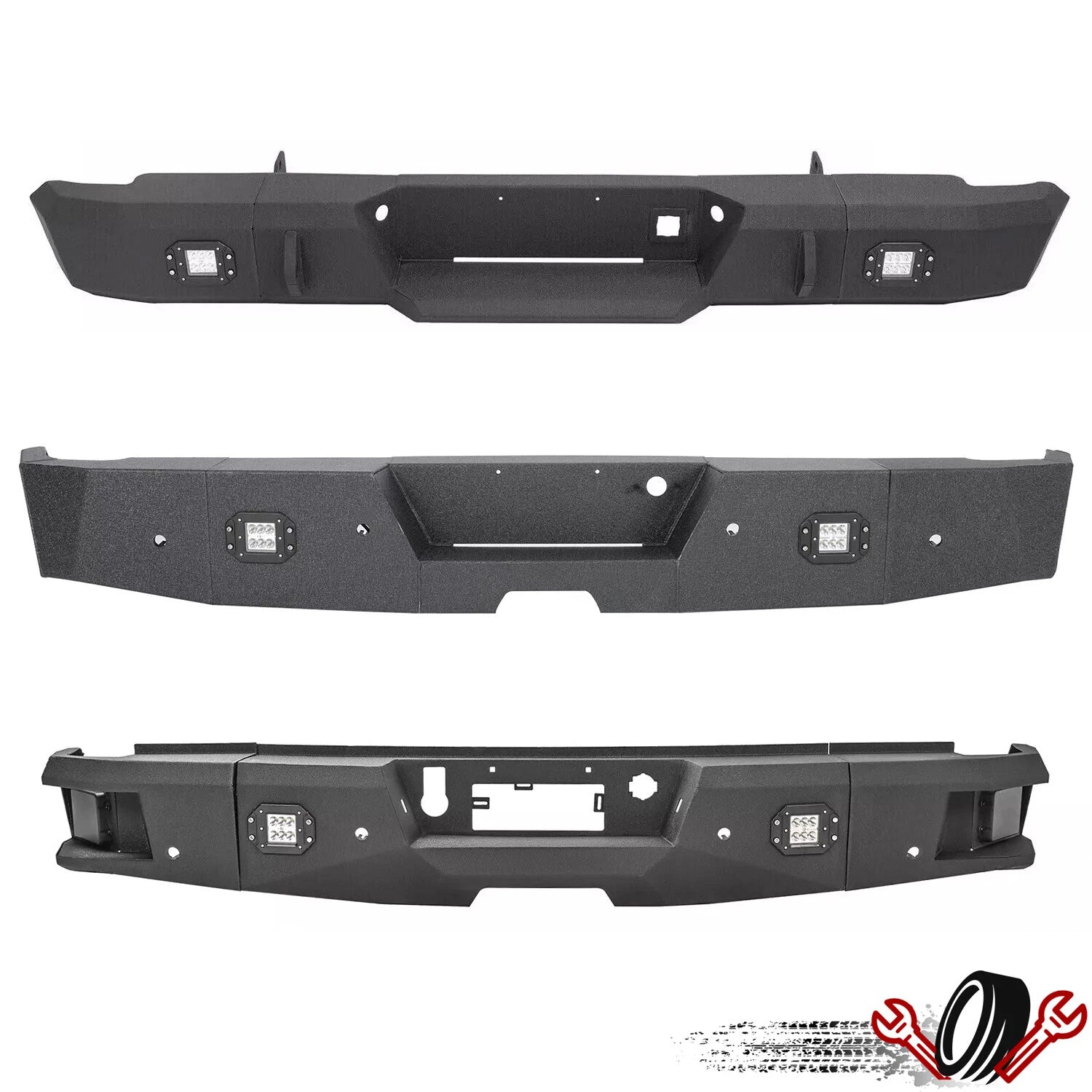 Steel Rear Bumper with LED Lights for Chevy Silverado 1500 GMC Sierra 1500 (1999–2024)