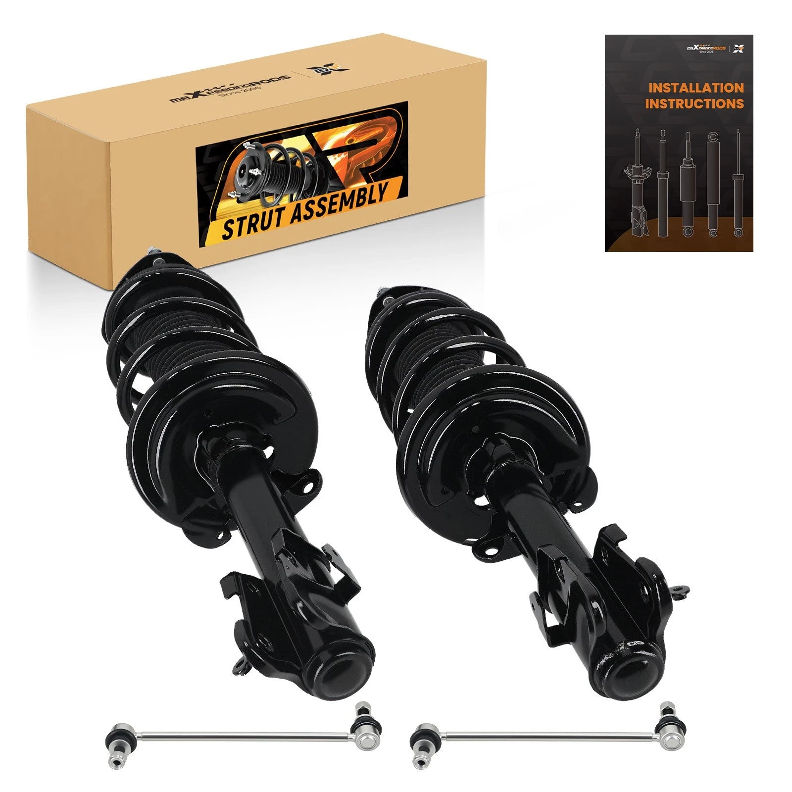 Front Struts w/ Coil Spring Assembly & Sway Bar Links for Acura MDX ZDX (2007–2013)
