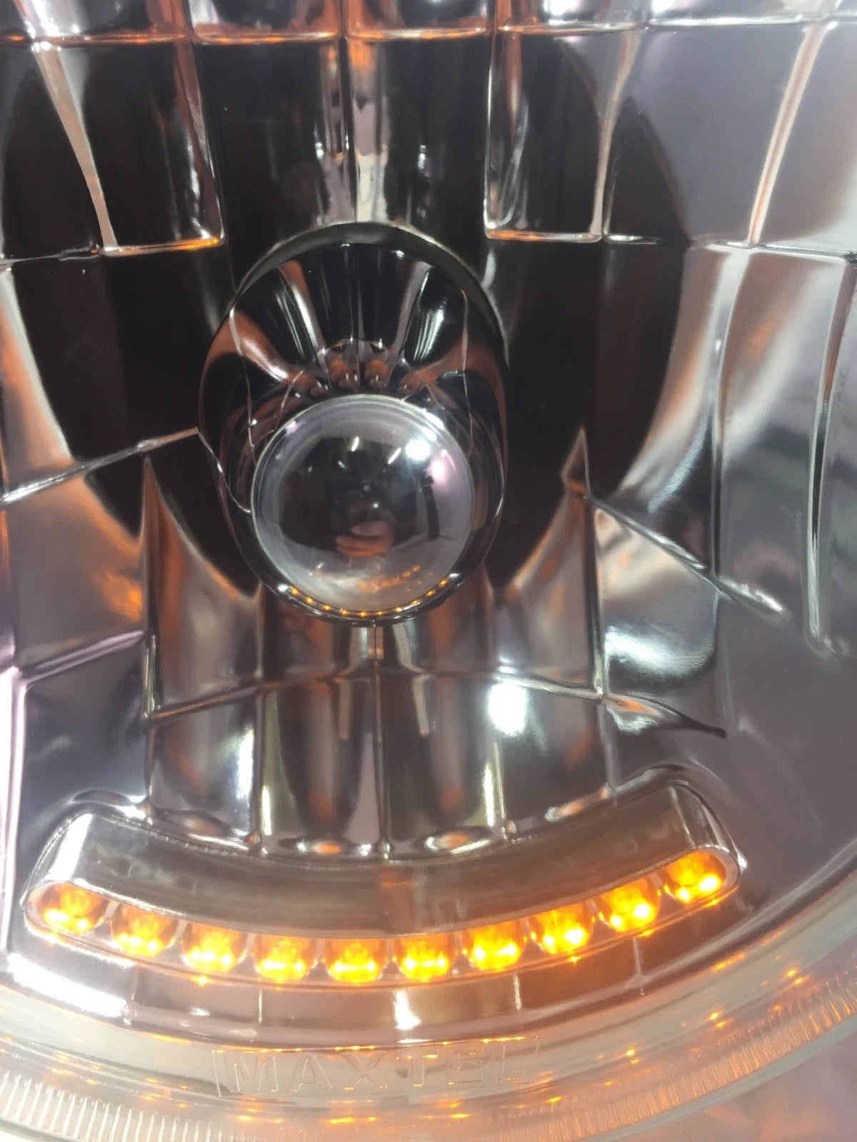 Crystal Headlights w 10 LED Amber Turn Signal for Black Dietz 7 Inch (2000–2000)