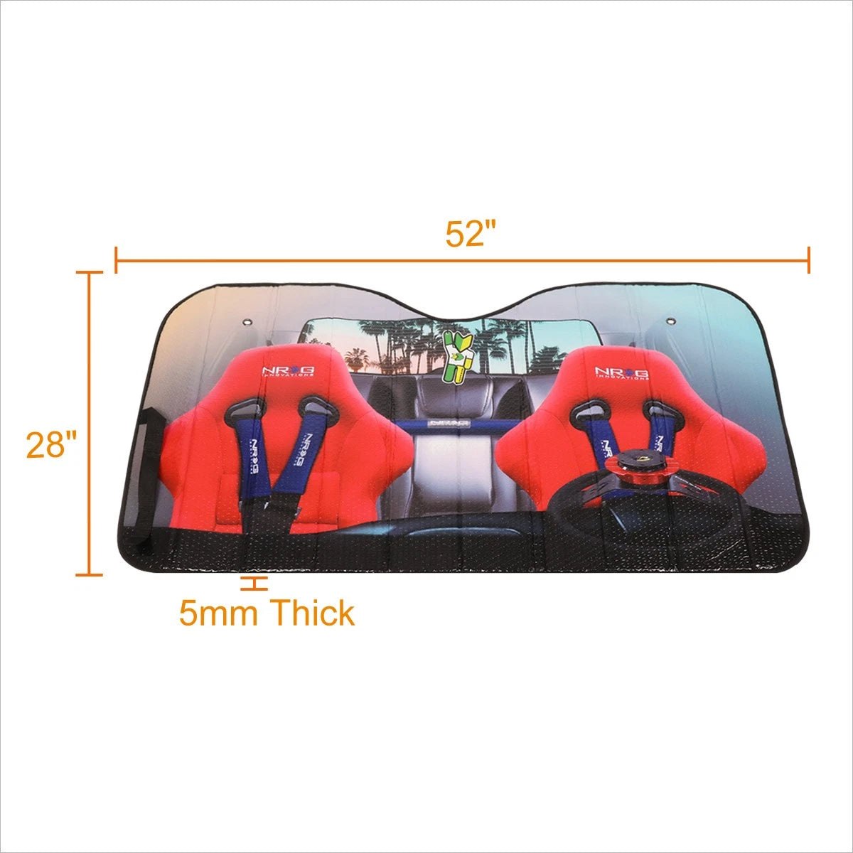 NRG Innovation NT-SUN Windshield Sun Shade Protector for Universal Fit (52" x 28")