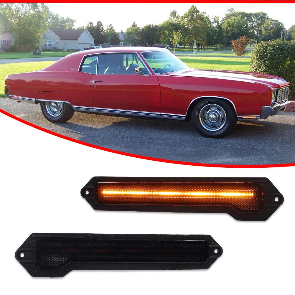 Smoke Lens LED Front Side Marker Indicator Light for Chevrolet Monte Carlo (1970–1972)