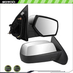 Set of 2 Chrome Power Heated Manual Fold Mirrors for Chevy Silverado (2015–2018)