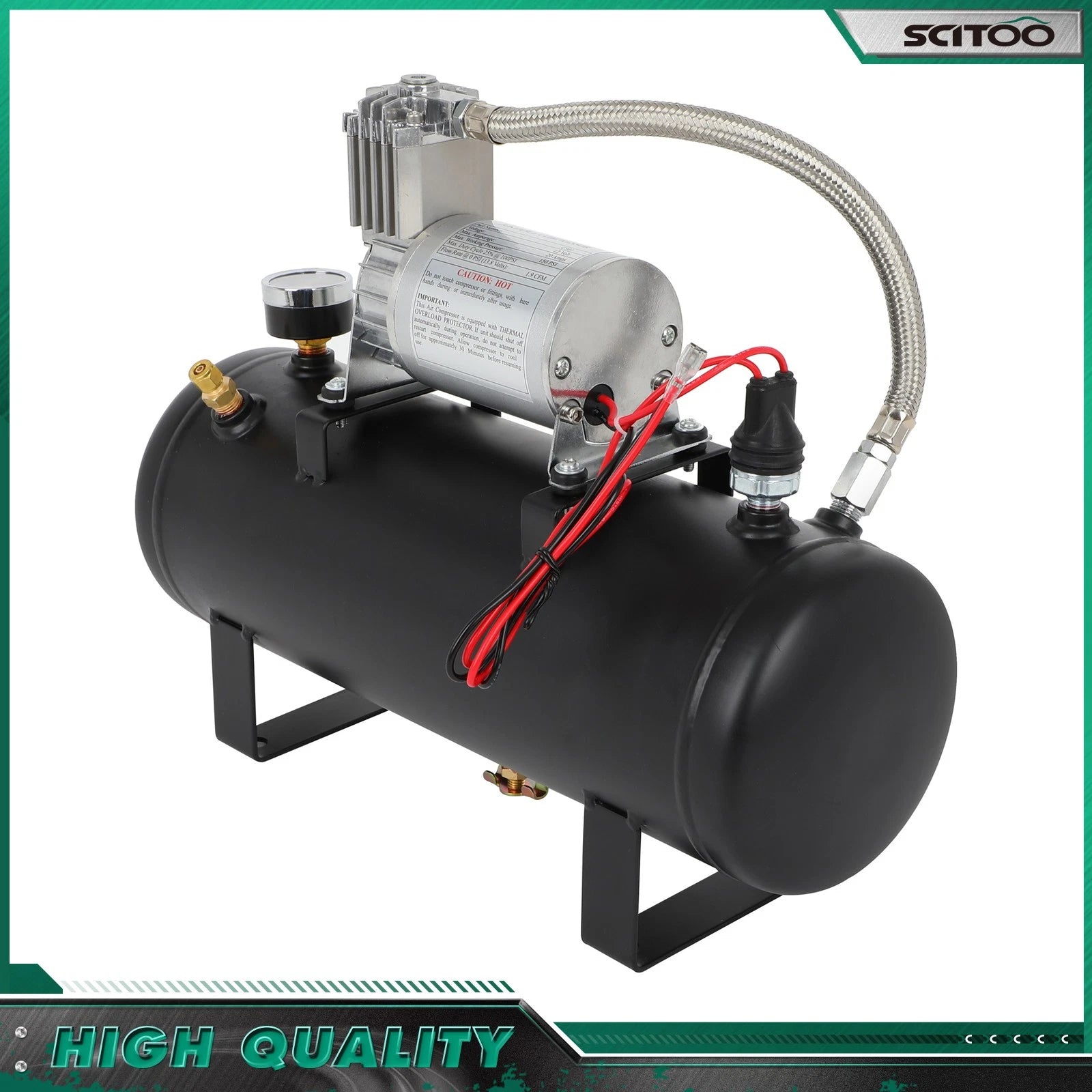 1.5 Gal Air Tank for Train Horn Compressor System 12V (150 Psi)