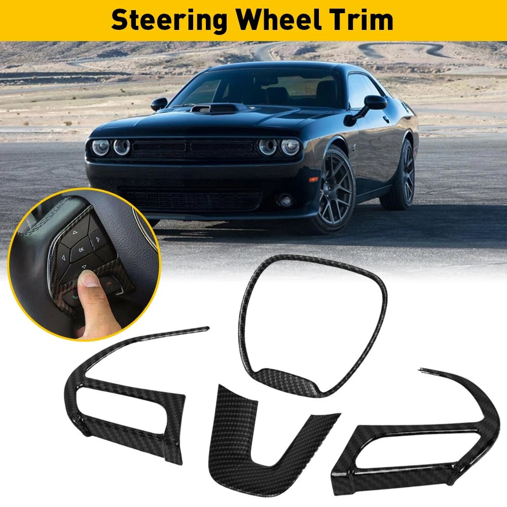 Carbon Fiber Steering Wheel Cover for Dodge Challenger Charger (2015–2023)