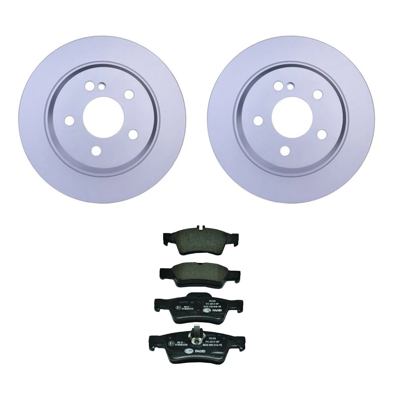 Hella Rear Rotors & Low-Met Disc Brake Pad Kit for Mercedes W212 E250 W211 E320 E500 (2010–2016)