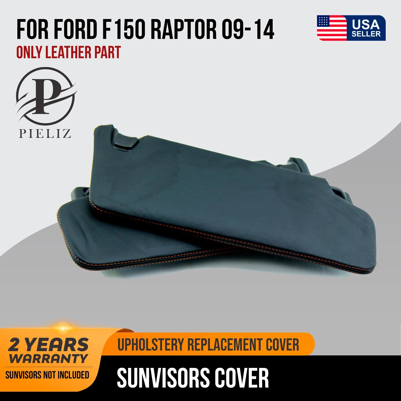 Sunvisors for Ford F150 Raptor (2009–2014) Synthetic Leather Orange Stitch
