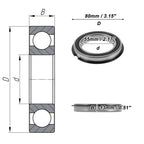 Deep Groove Ball Bearing 55x80x13mm for Scooter Skateboard (1Pc)