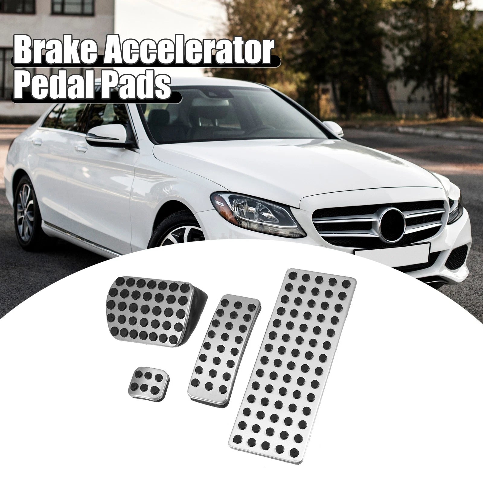 Set of 4 Brake Gas Accelerator Pedal Covers for Mercedes Benz CLA GLB (2014–2023)