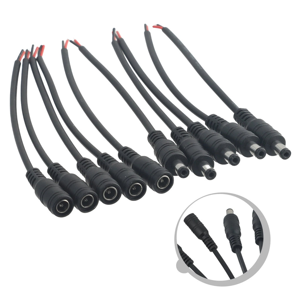 Dc Power Cord Connector 5.5x2.1mm 5A 60W Male Female 1pin 22AWG (30cm)