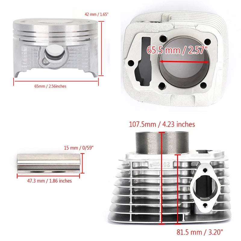 65.5mm Cylinder Piston Kit for Honda CRF230F (2003–2019), CRF230L (2008–2009) 12100-KFB-000