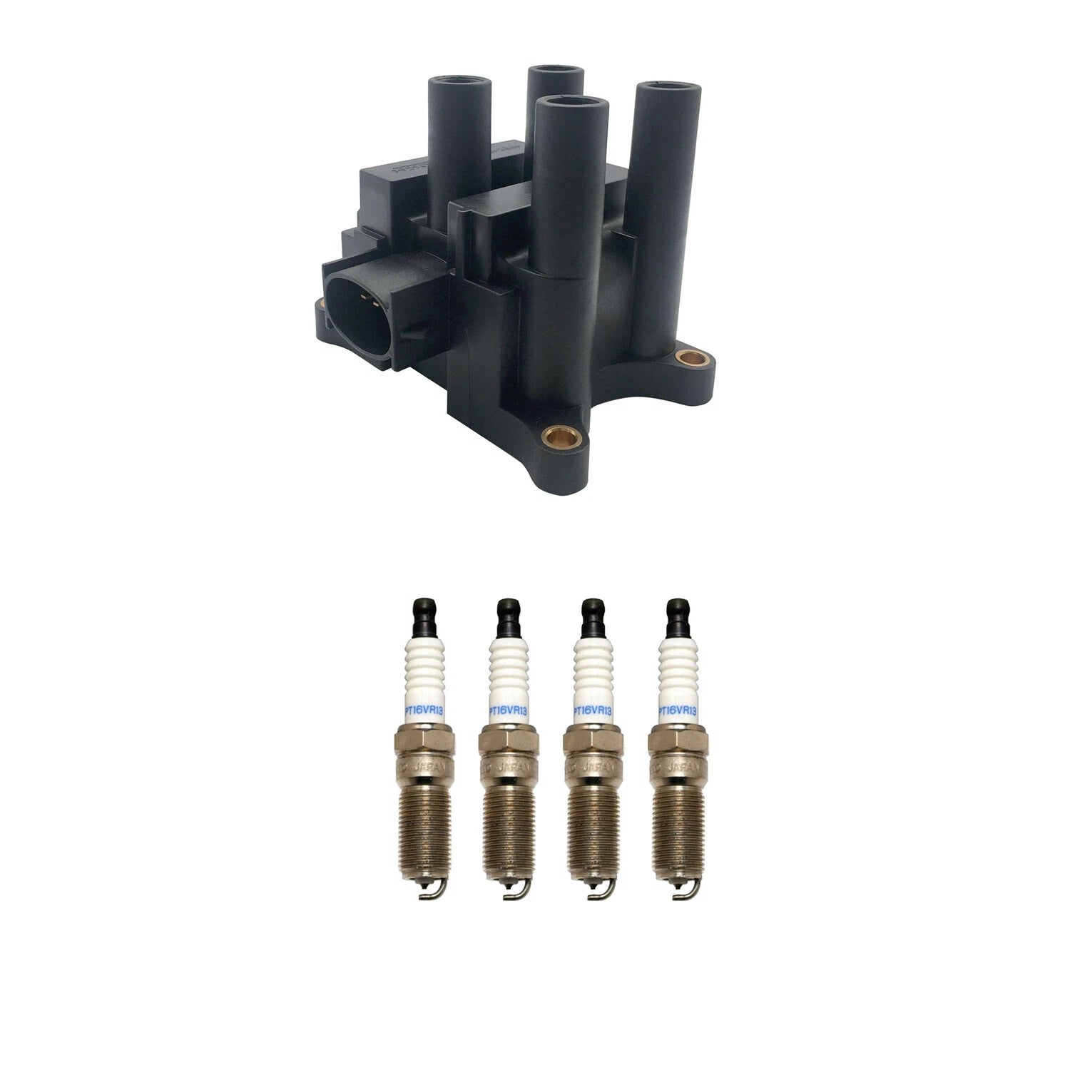 Set of 4 Hitachi Ignition Coils & Denso Spark Plugs for Ford Escape (2001–2012)