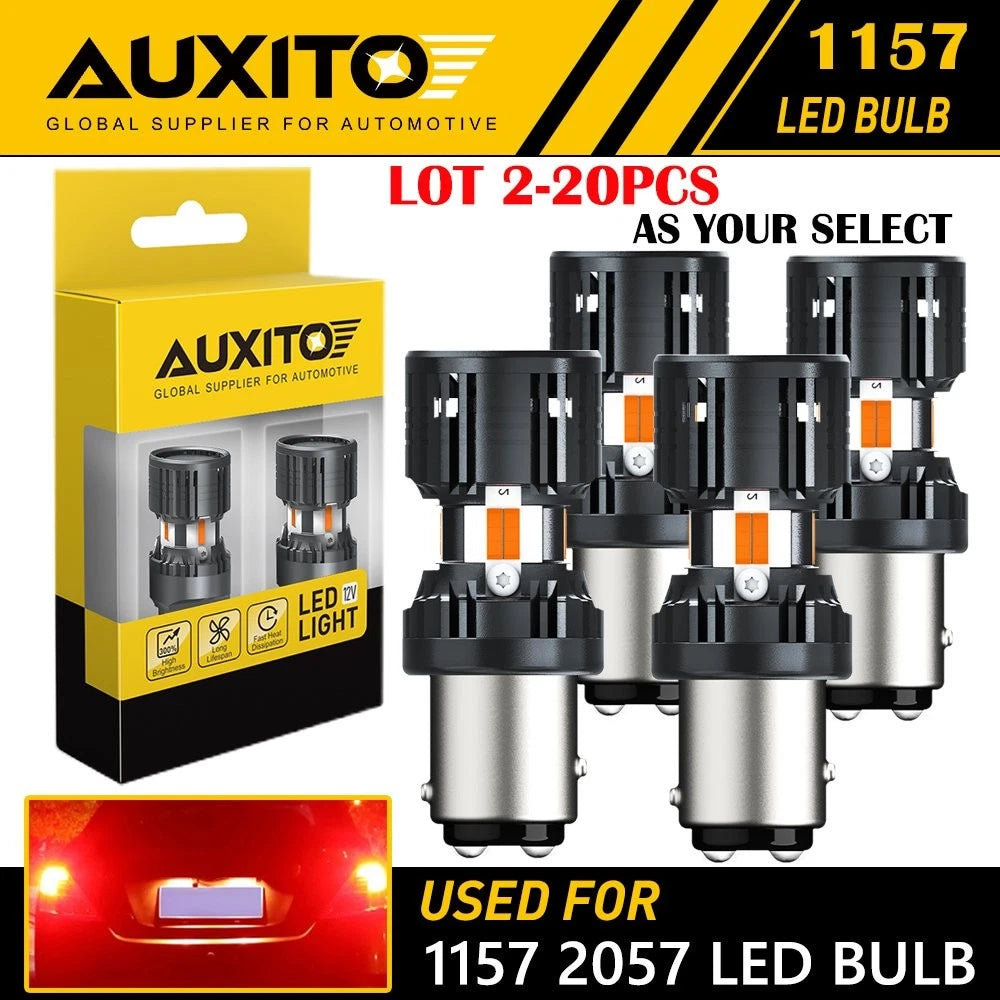 2X AUXITO 1157 2057 7528 Pure Red LED Tail Brake Stop Light Bulb