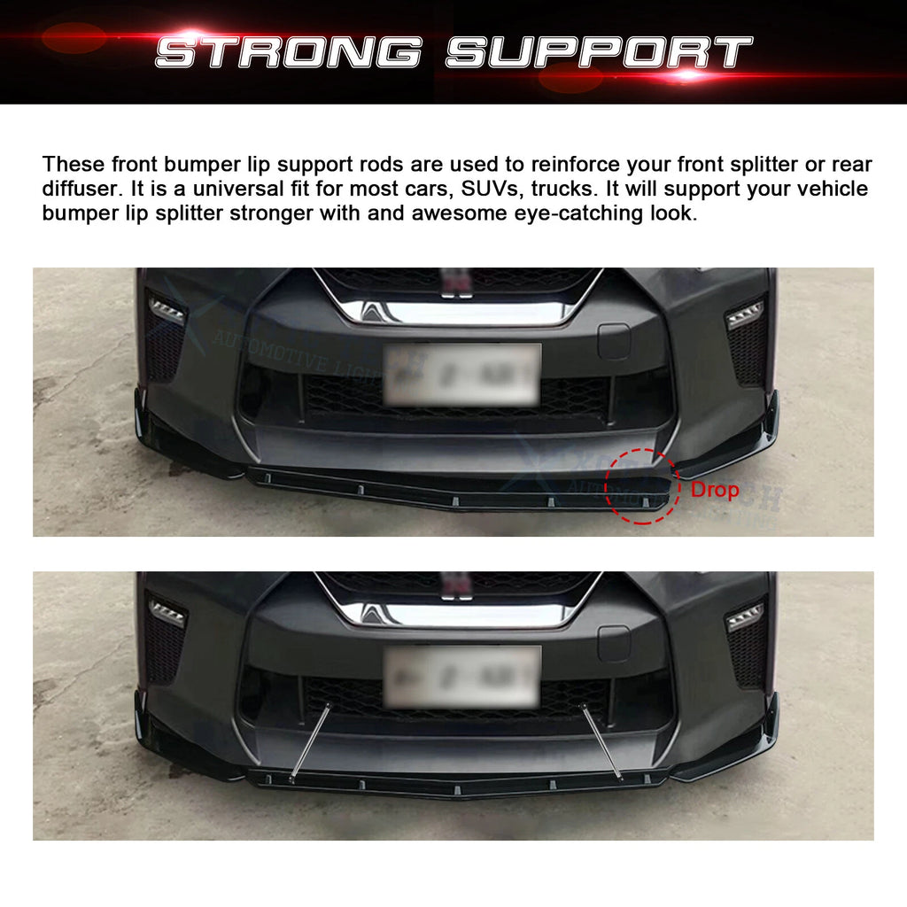 Silver Front Bumper Lip Splitter, Rear Diffuser, Strut Rods for Acura Honda (2013-2022)