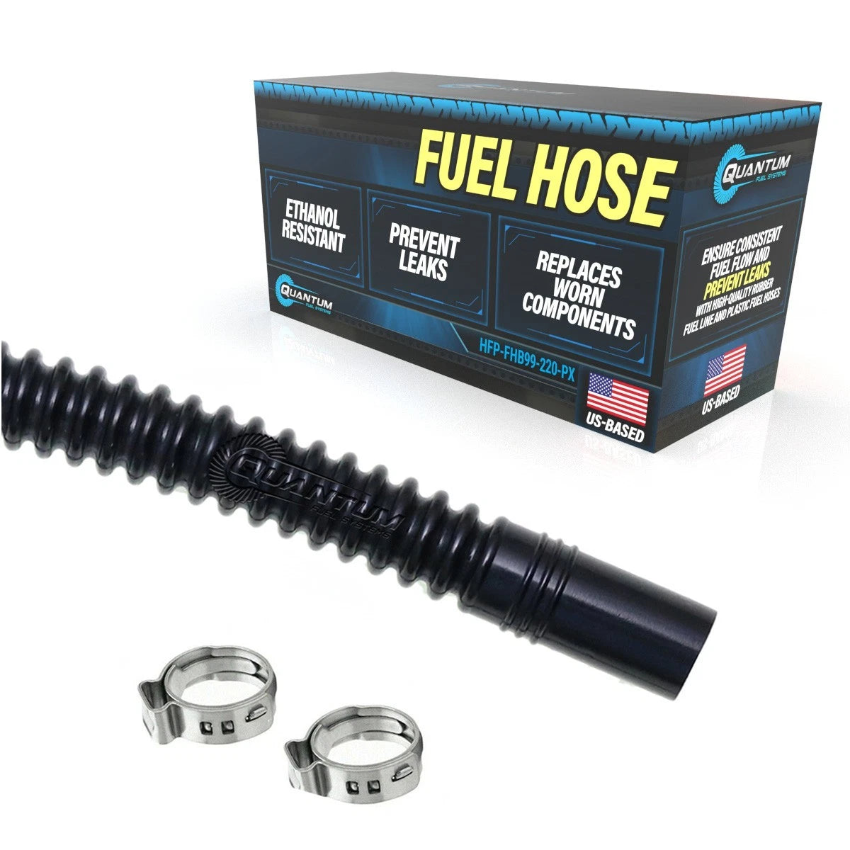 9mm ID Black Ribbed PTFE Fuel Pump Hose for E85/Gas (Universal)