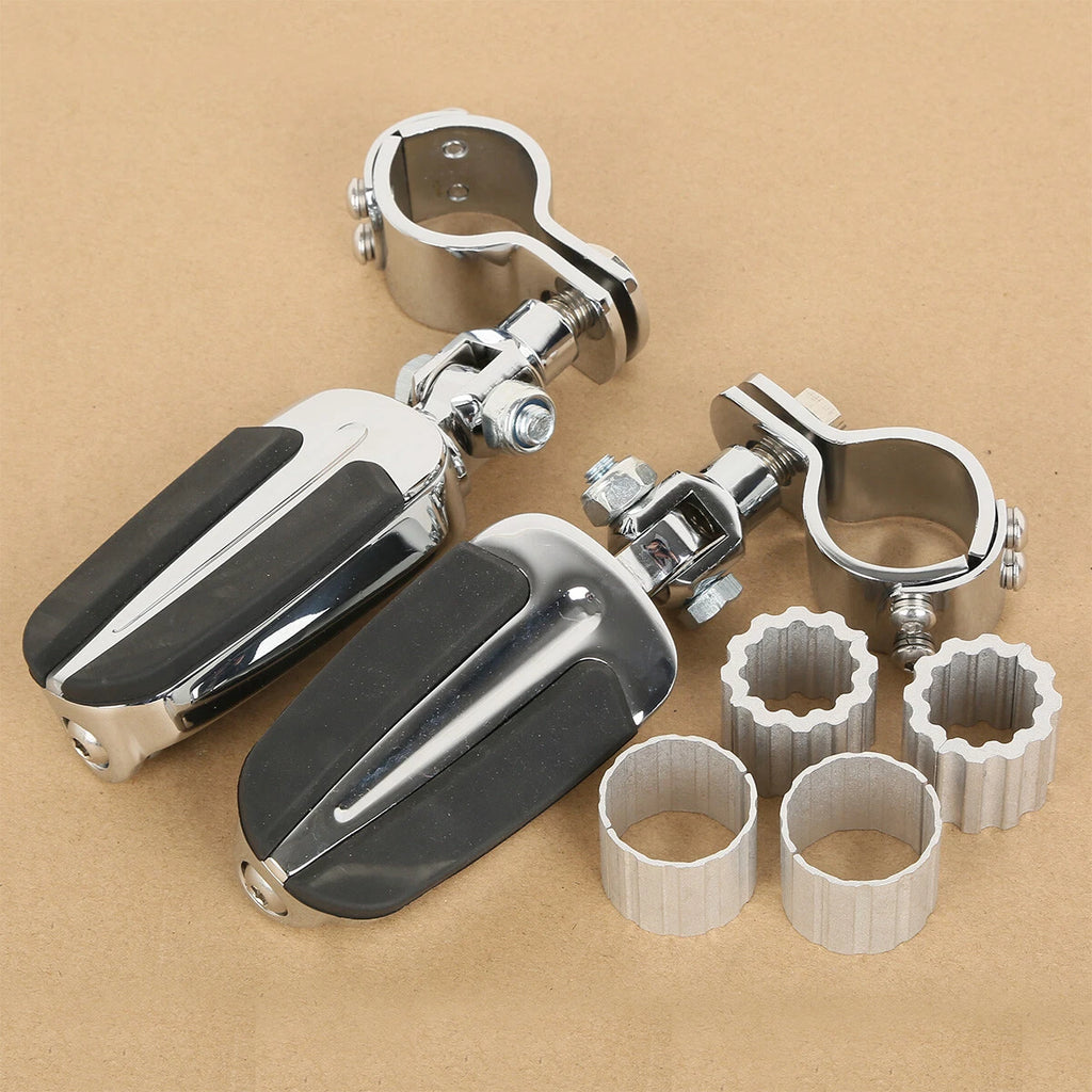 Chrome Highway Bar Footpegs Clamps for Harley Touring (Fits 22mm, 25mm, 32mm, 35mm)