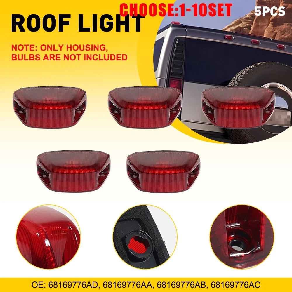 Rear Cab Roof Running Light Housings Red for Ram ProMaster 2500 3500 (2014–2023)
