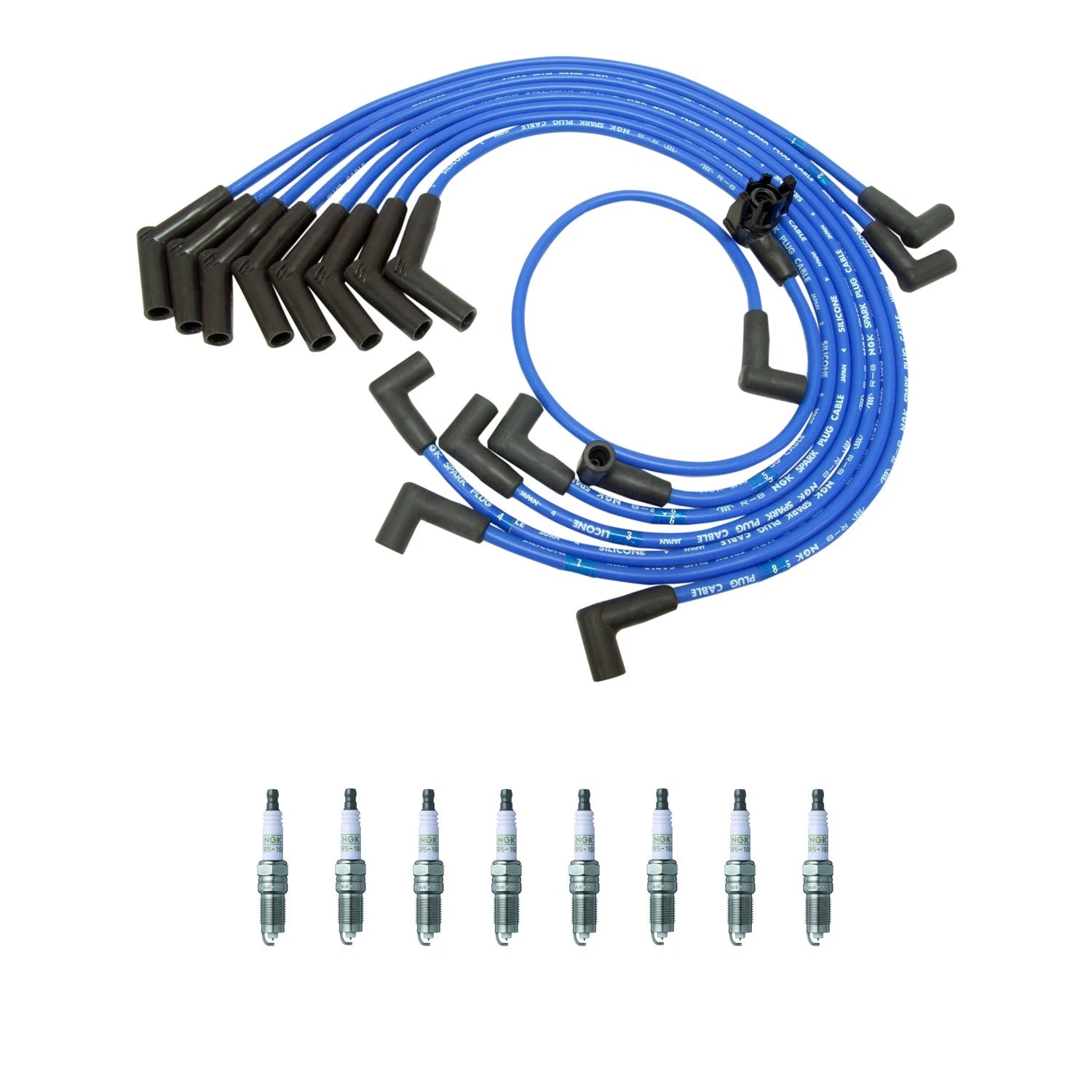 NGK Wire Set & 8 G-Power Platinum Spark Plugs for Ford Mustang (2015–2022)