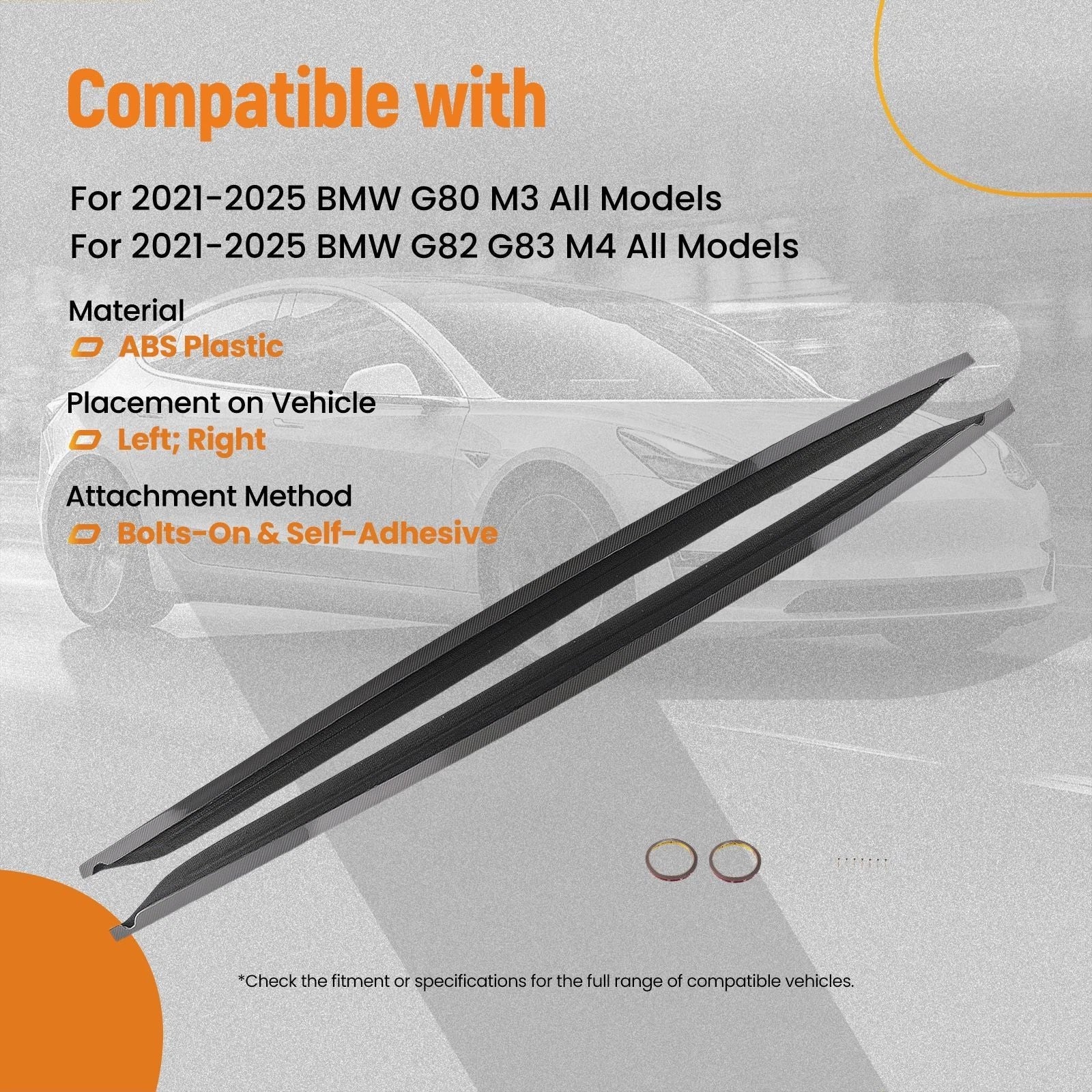 Side Skirt Extension Lip for BMW G80 M3 Sedan (2021–2025) Carbon Fiber