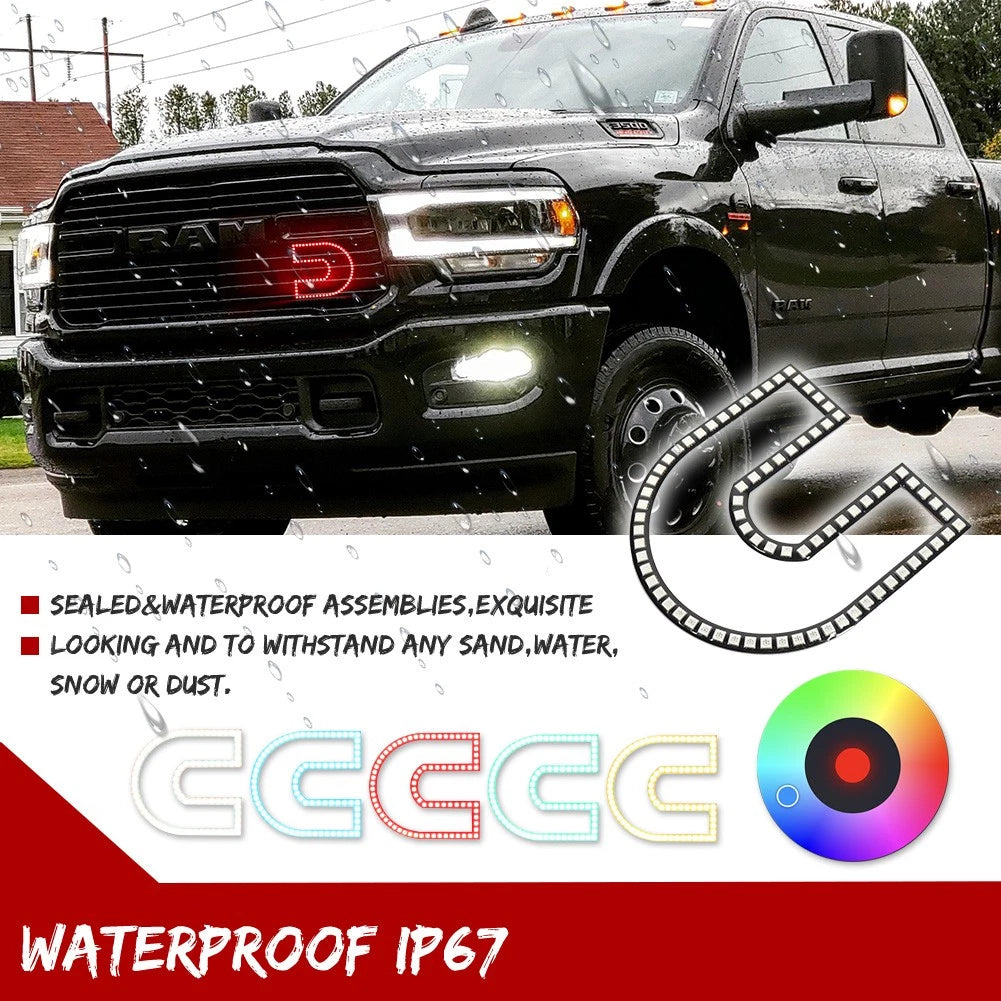 RGB LED Front Grill Emblem Light for Dodge Ram 1500 2500 3500 (2019–2023)
