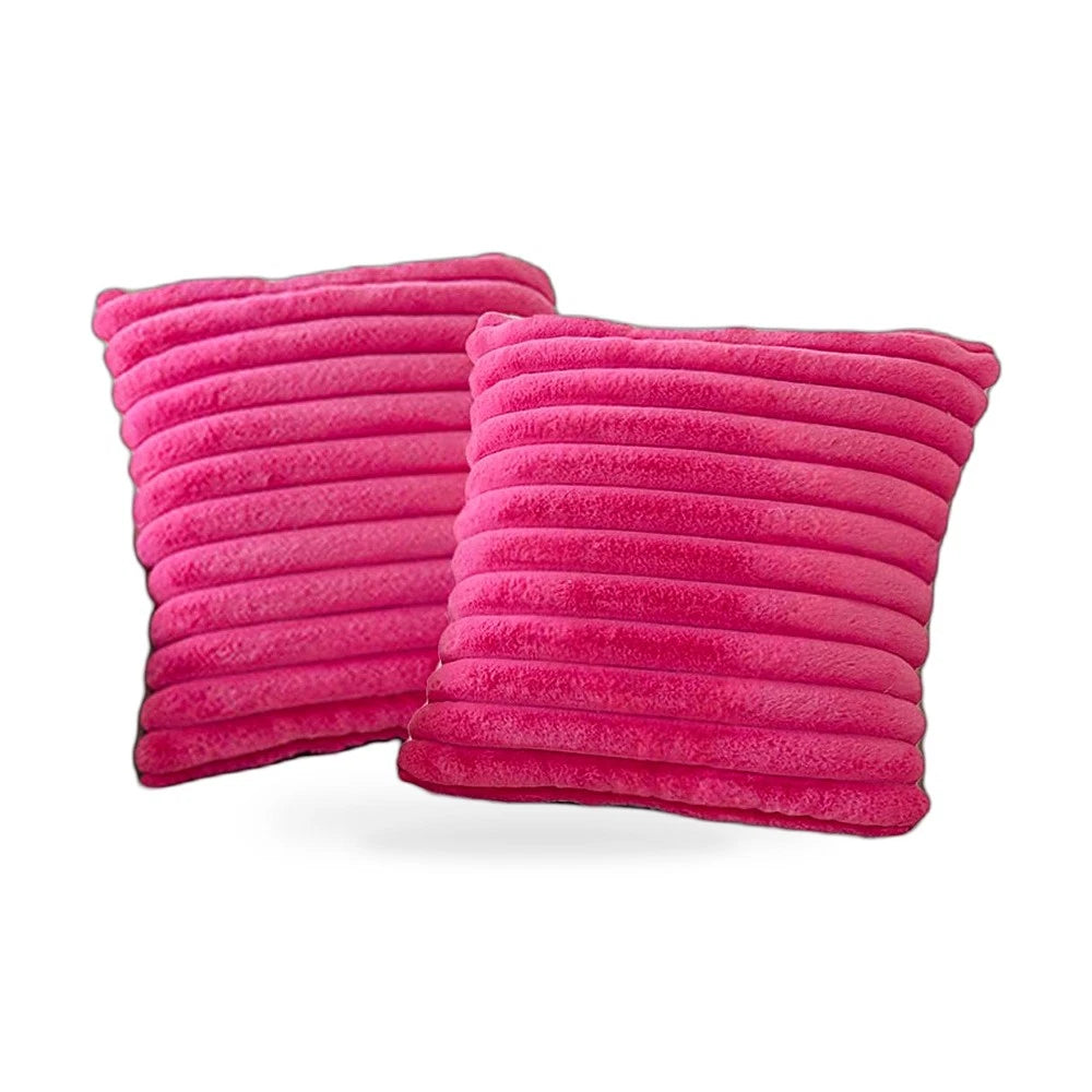 2X Faux Fur Pink Pillow Cushion Cover for Sofa Couch