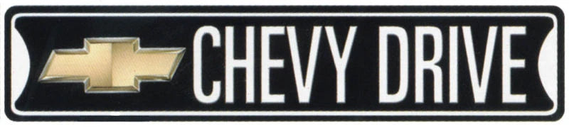 Chevy Drive Sign Tag Plate for Chevrolet (Black Smooth)