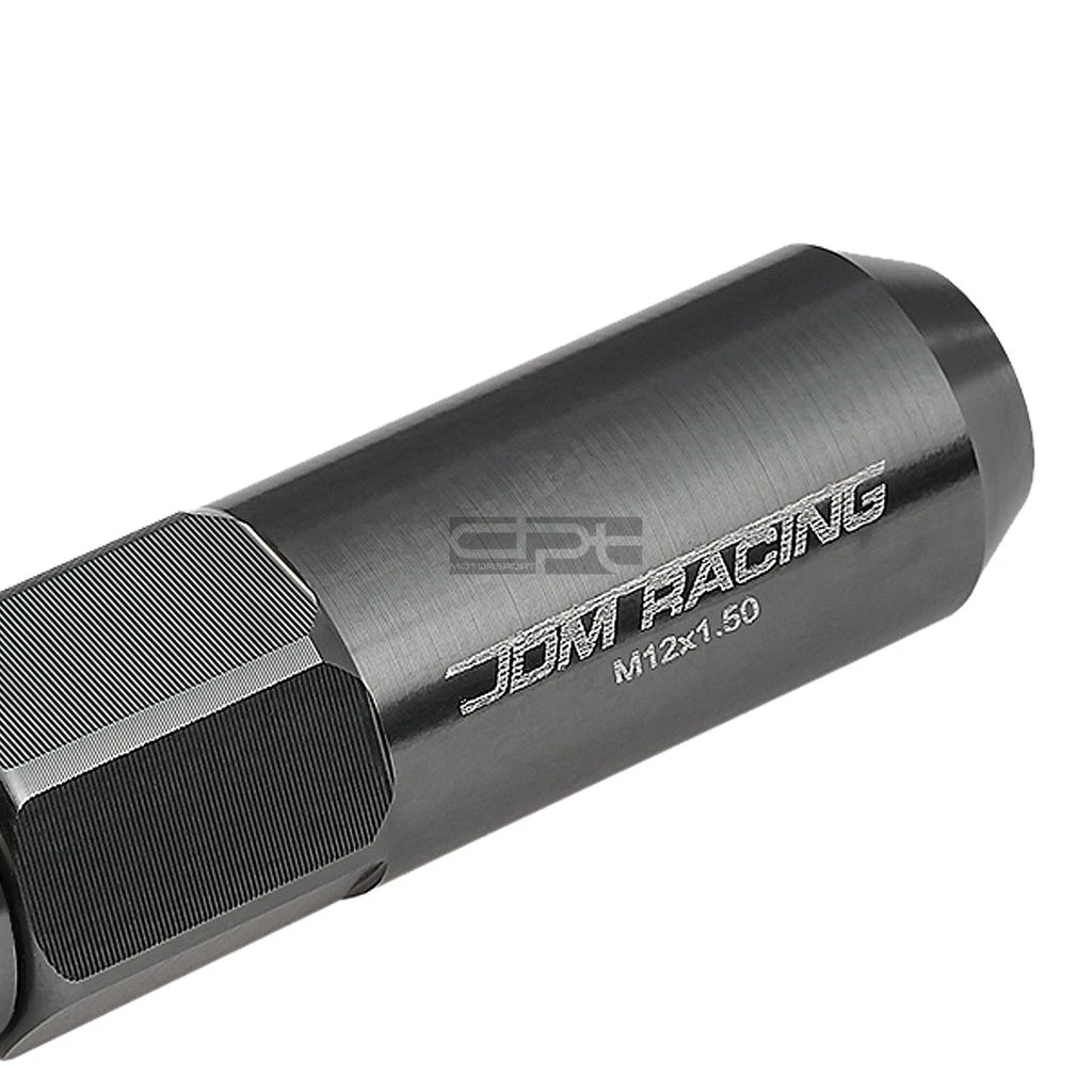 Set of 20 M12X1.5 107mm Tall Gun Metal Aluminum Spiked Lug Nuts + Adapter