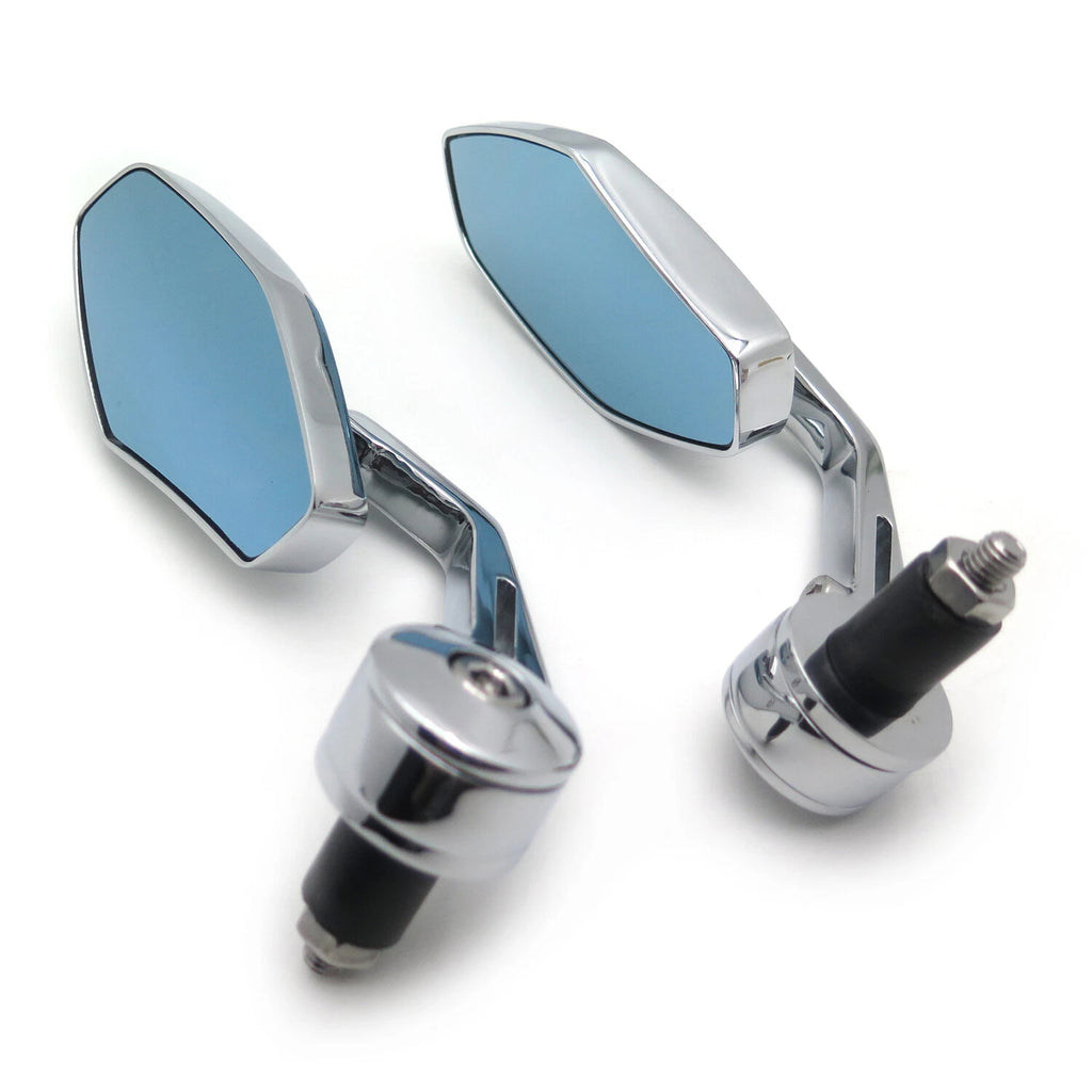 Polygon Mirrors Chrome for Honda Suzuki Kawasaki Yamaha (7/8" 1" Diameter)