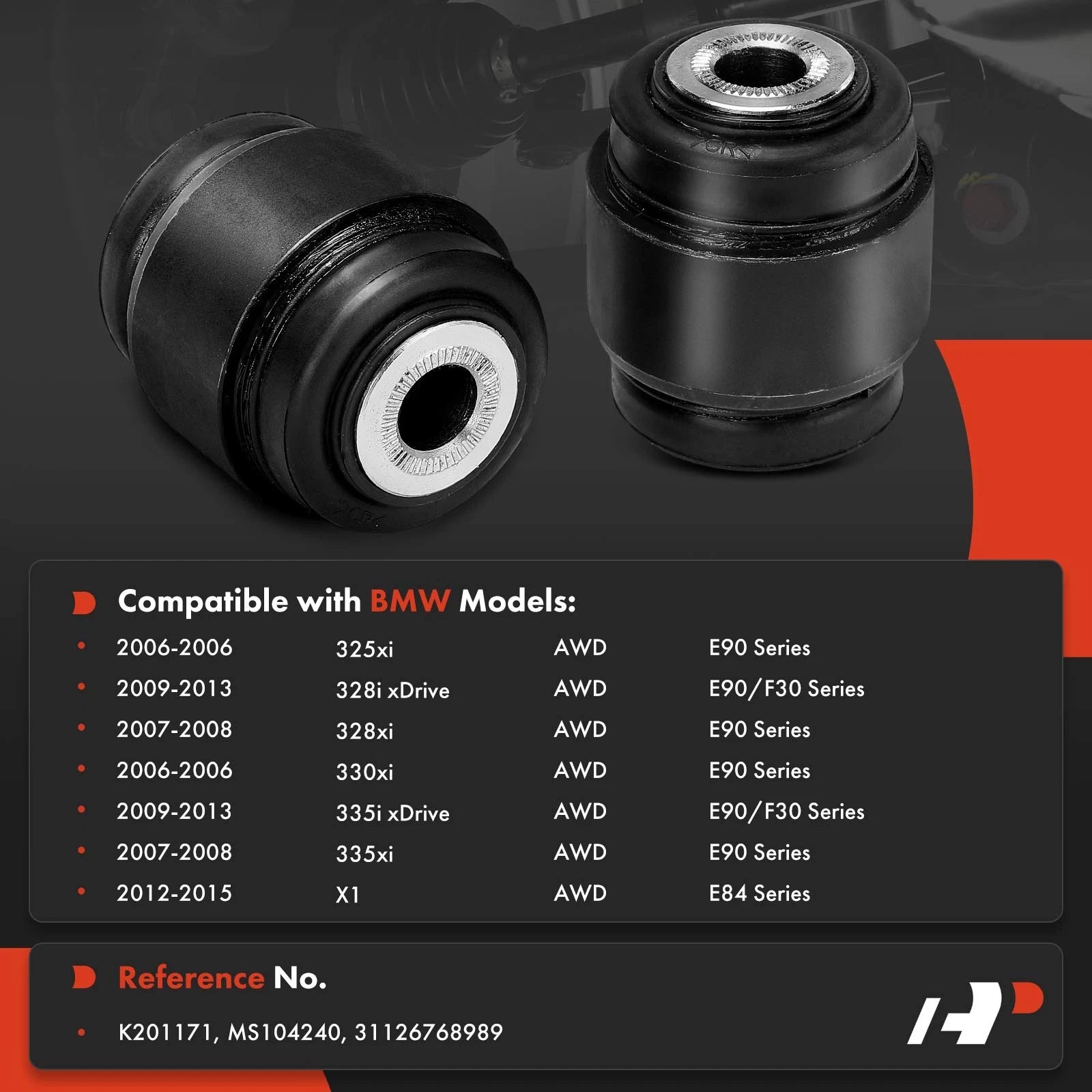 2X Front Lower Control Arm Bushing for BMW 325xi 330xi (2001-2006)