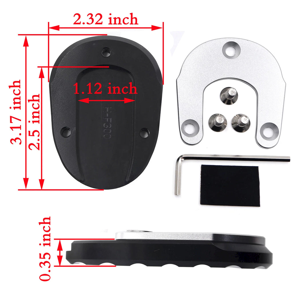 Side Stand Plate Kickstand Pad for Yamaha FJR1300 (2001–2019) - Black Aluminum