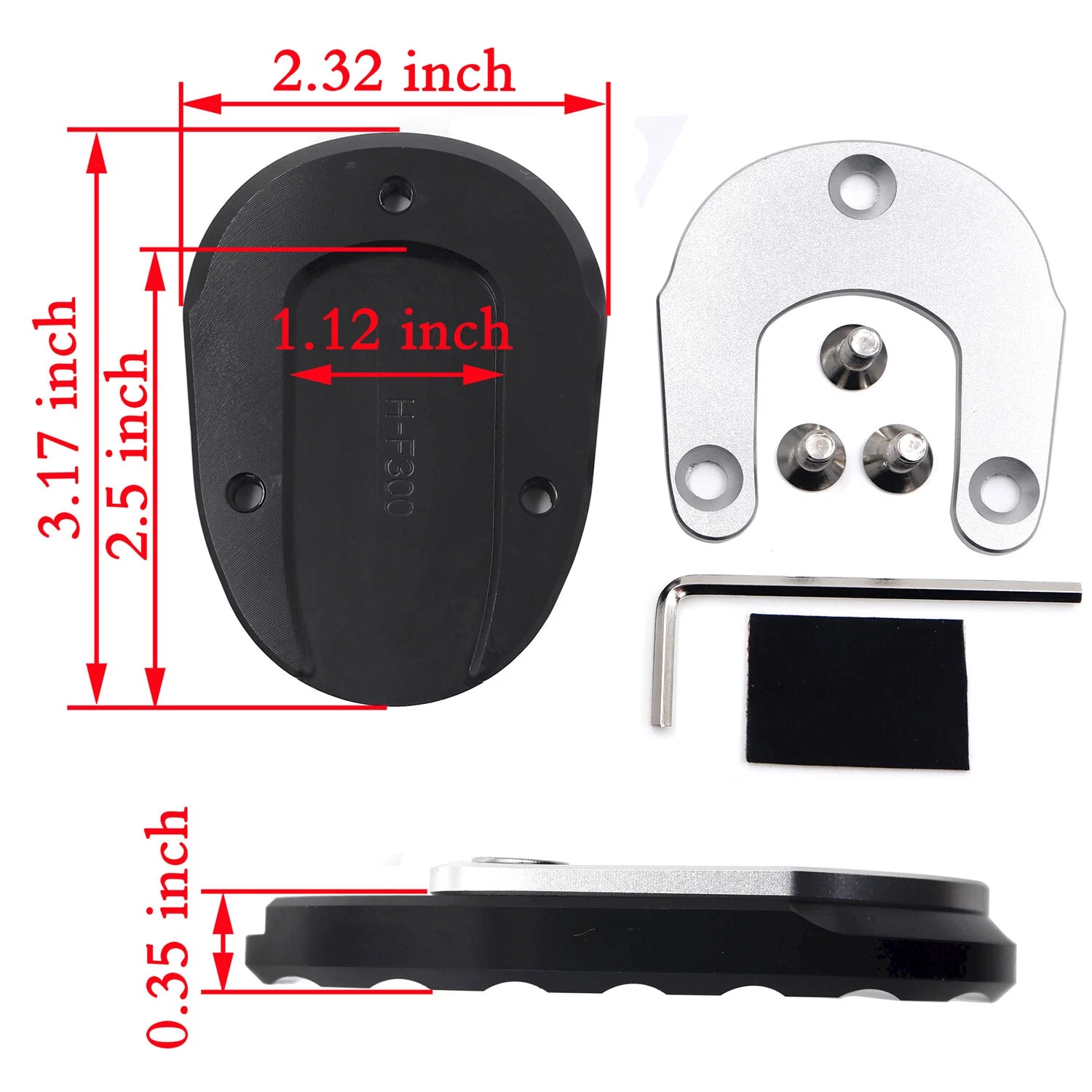 Side Stand Plate Kickstand Pad for Yamaha FJR1300 (2001–2019) - Black Aluminum