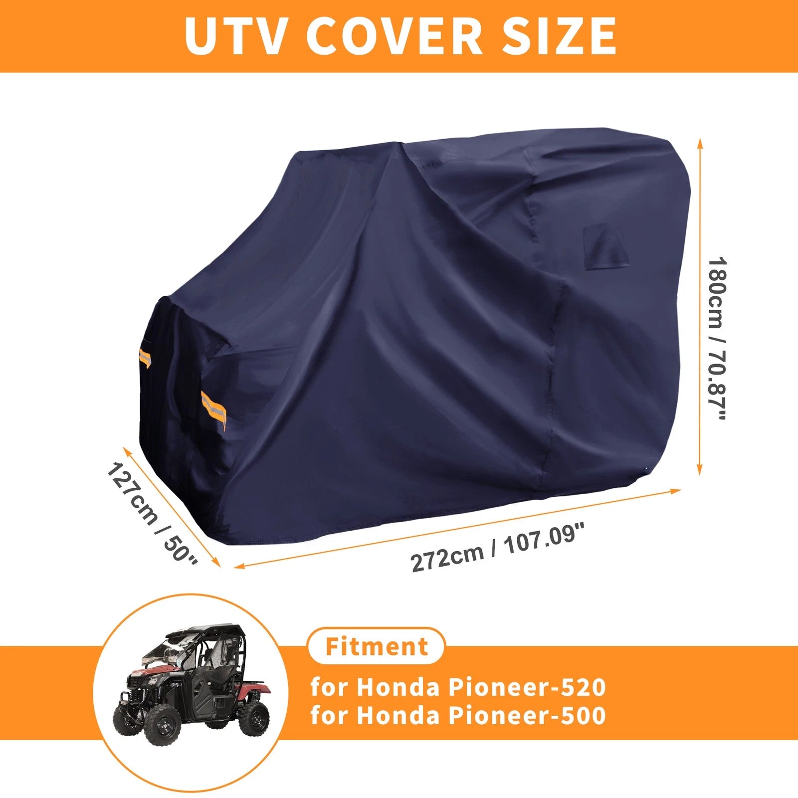 Waterproof UTV Cover for Honda Pioneer 500 520 (2016–2023) Navy Blue