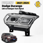 LED Headlight for Dodge Durango (2021–2025) w/Halogen Turn Signal Chrome Right
