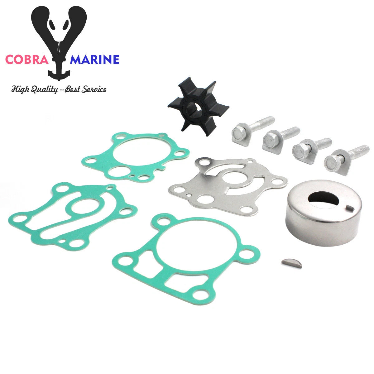 Outboard Water Pump Impeller Kit for Yamaha 15/30Hp (6J8-W0078-A2, 6J8-W0078-A2-00)