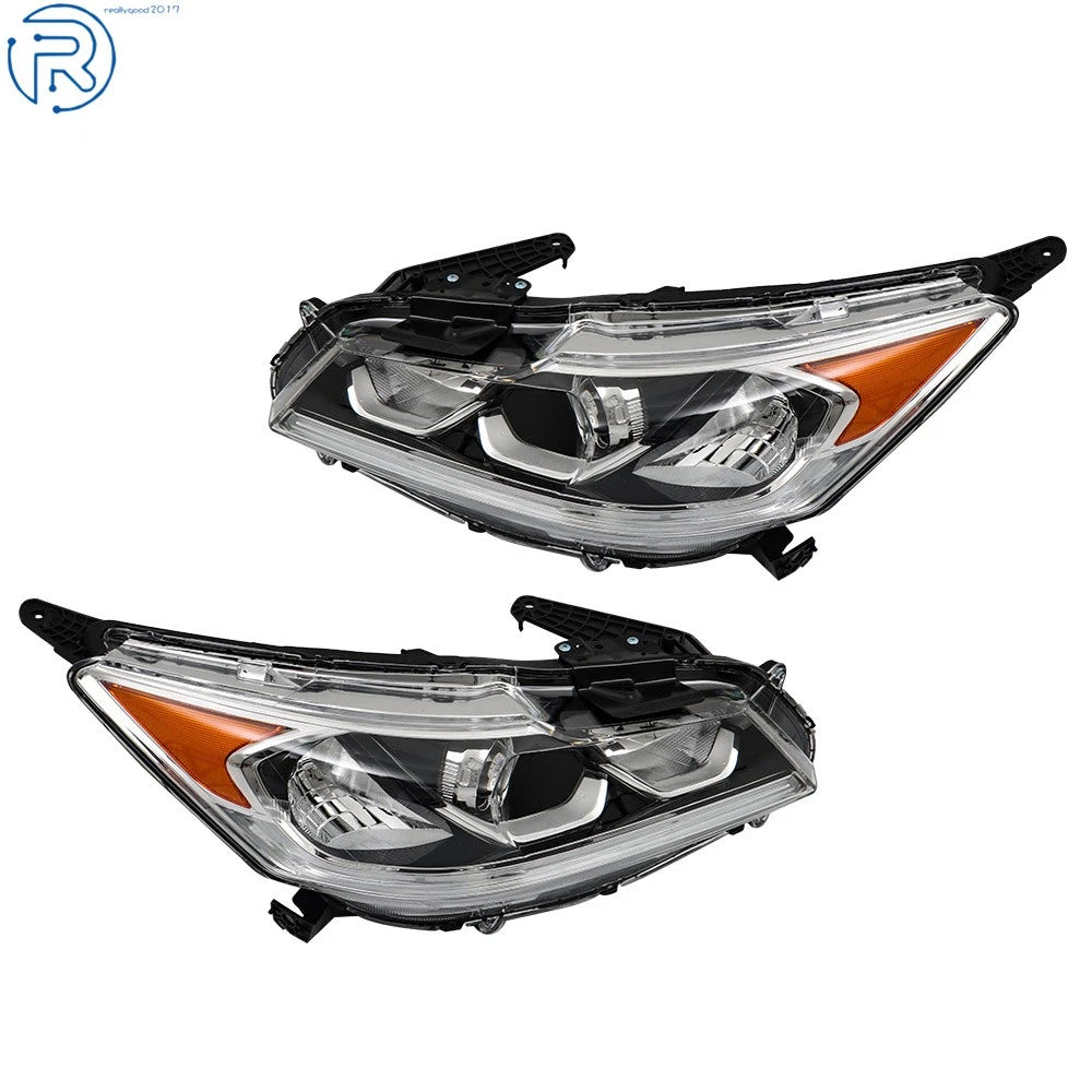 Set of 2 Black Halogen Headlights with LED DRL for Honda Accord (2016–2017)