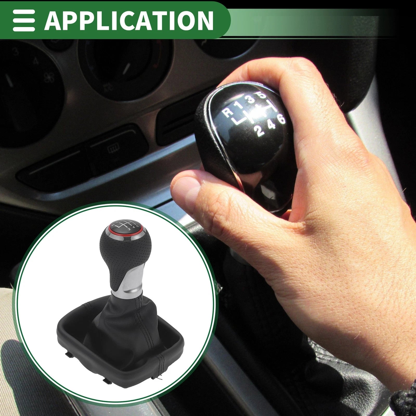 6 Speed Shift Knob with Cover for Audi A3 (2013–2020) Chrome Red Black