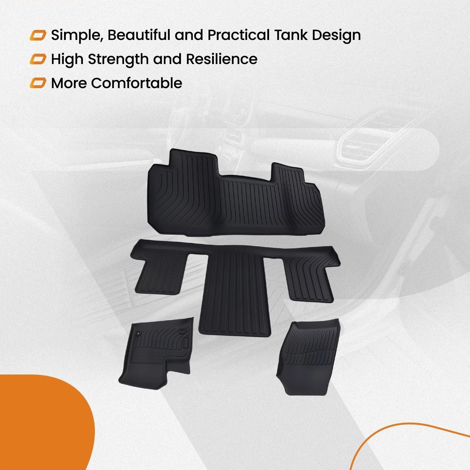 Set of 4 Black TPE Anti-Slip Floor Mats for Chevrolet Traverse (2018–2025)