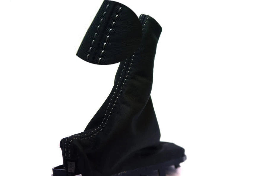 E Brake Boot for Ford Mustang (2015–2019) Gray Stitch Leather Synthetic