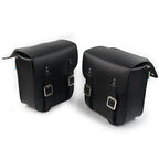Black Motorcycle Leather Side Saddle Bags for Harley Sportster XL883/1200