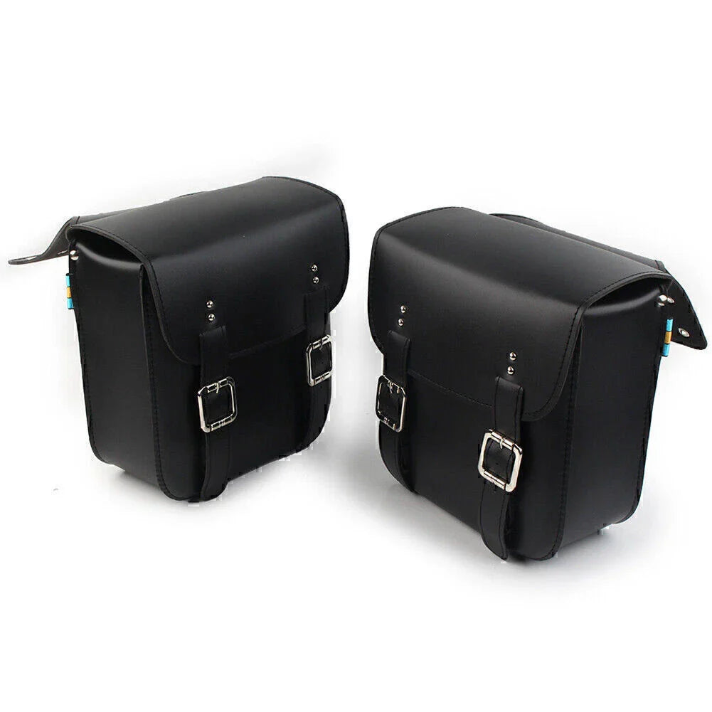 Black Motorcycle Leather Side Saddle Bags for Harley Sportster XL883/1200