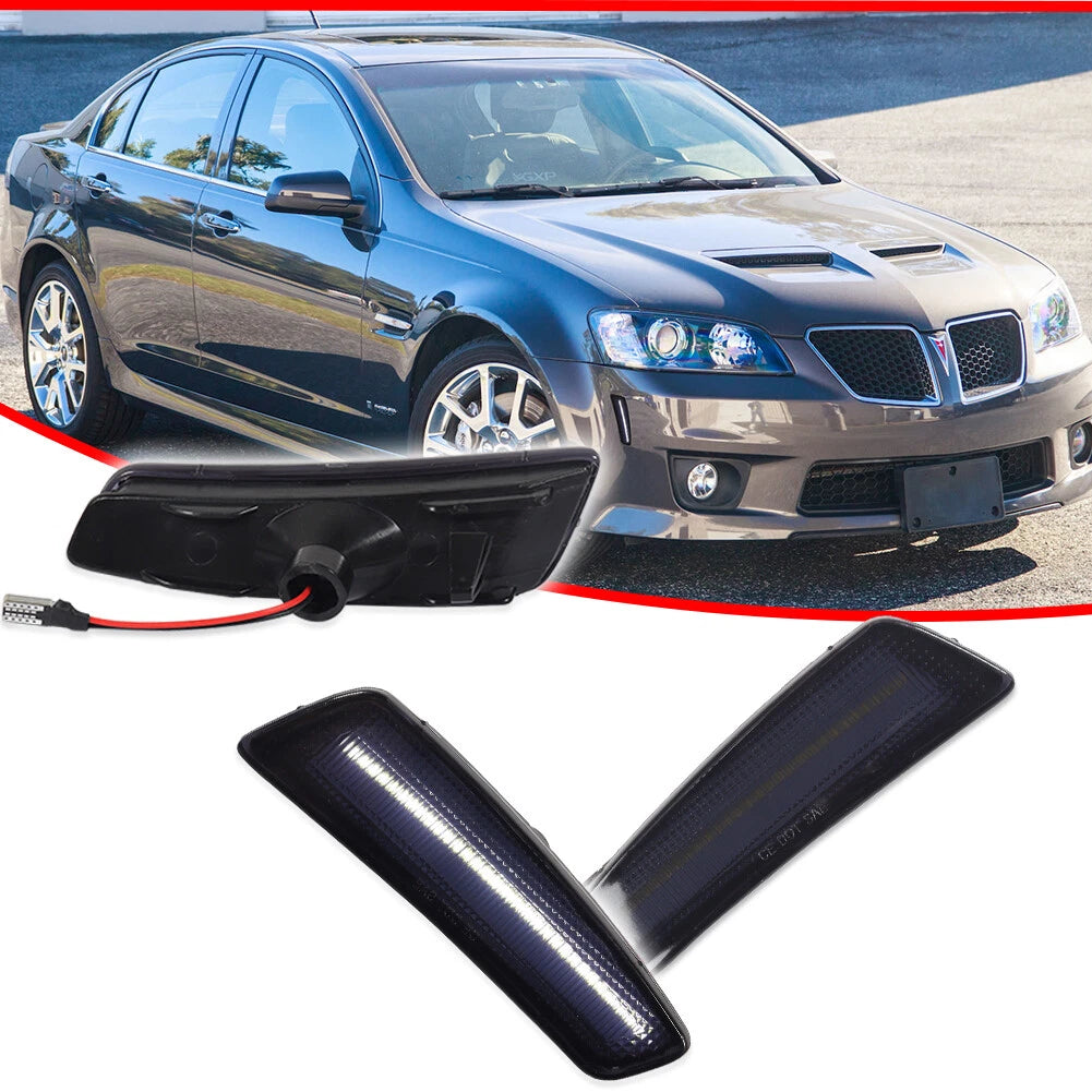 2X Smoked LED Front Bumper Side Marker Lights for Pontiac G8 (2008–2009)