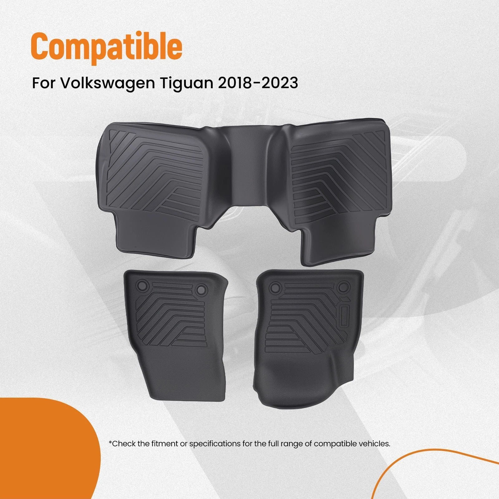 Set of 4 TPE Rubber Carpet Floor Mats for Volkswagen Tiguan (2018–2023)
