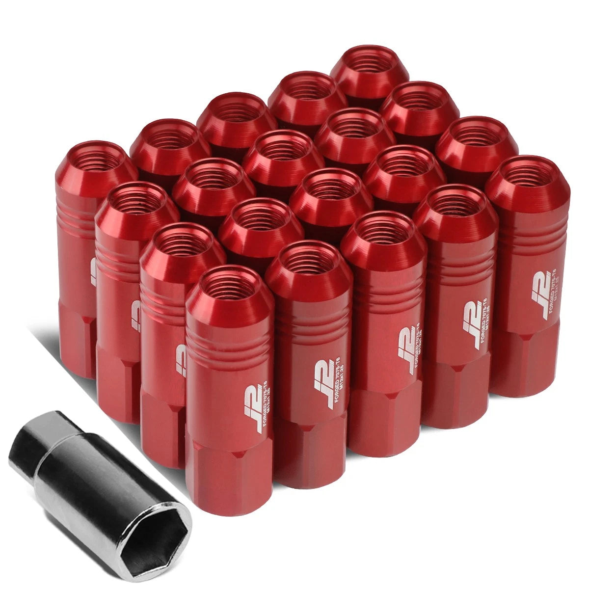 Set of 20 J2 7075 Forged Aluminum M12x1.25 Open-End Lug Nuts for Cars