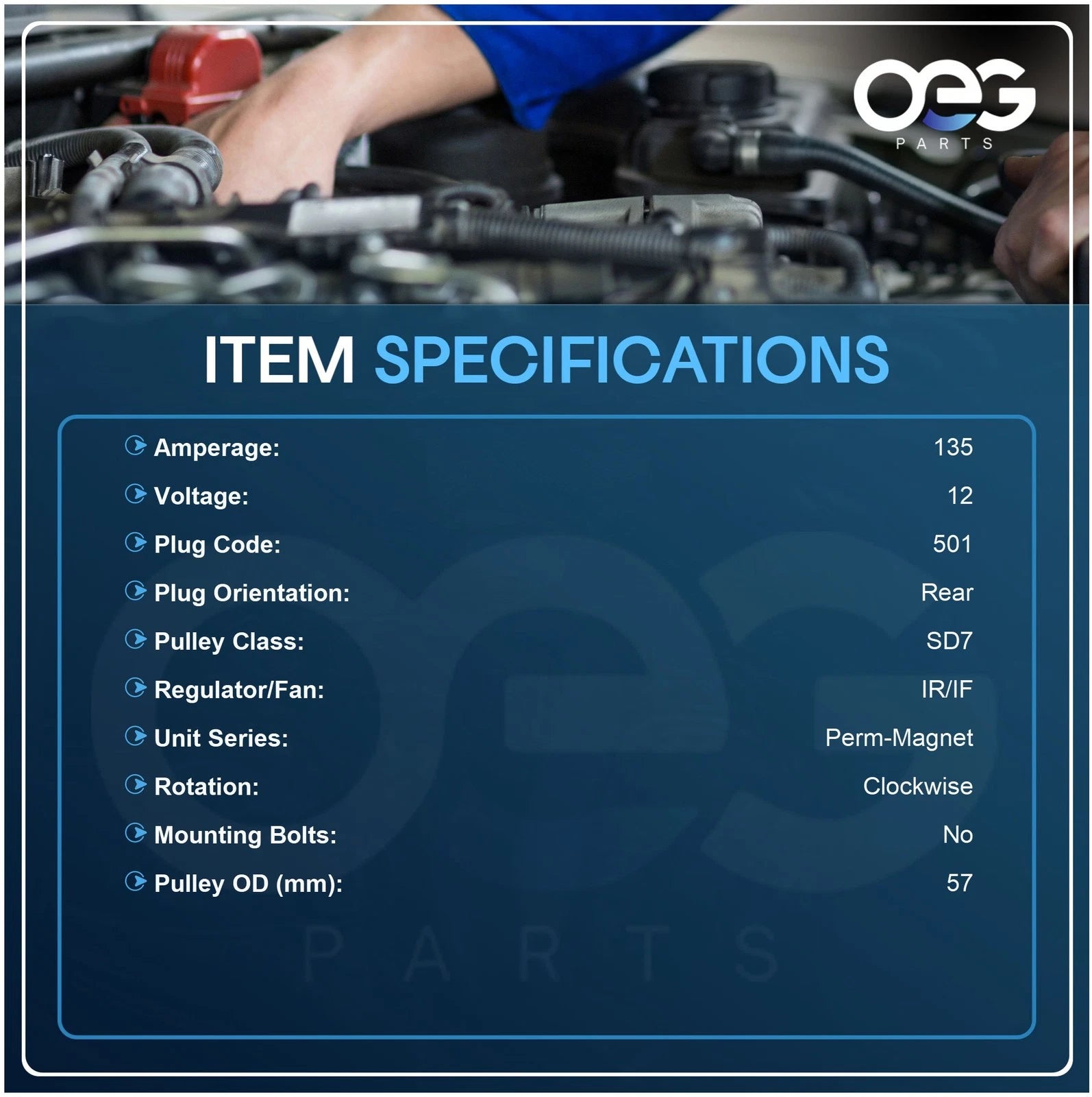 135A Alternator for Honda Civic 1.5L (2016-2017)