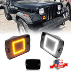 2X Smoked Switchback LED DRL Turn Signal Lights for Jeep Wrangler (1987–1995)