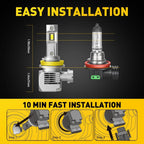 6X LED Headlight + Fog Light Bulbs 9005 9006 H11 for Combo (6500K)