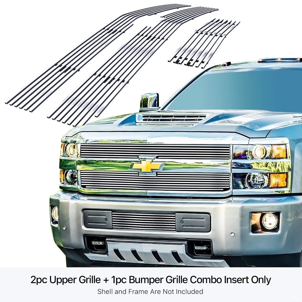 Chrome Billet Grille Insert Combo for Chevy Silverado 2500/3500HD (2015-2018)